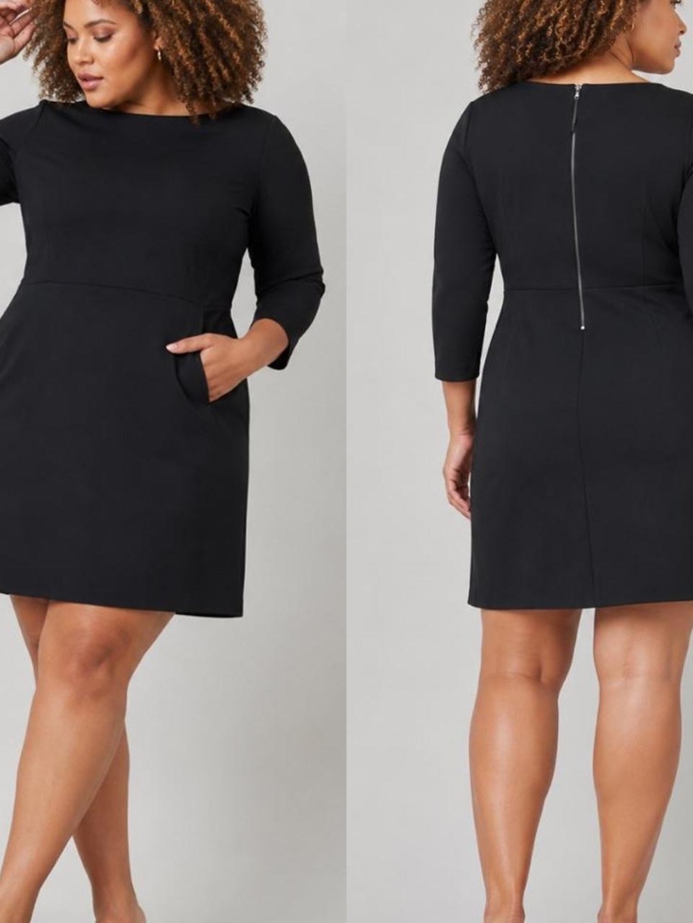 SPANX Perfect Ponte Shift Dress navy blue  3/4 Sleeves A-Line Pockets XL NWT